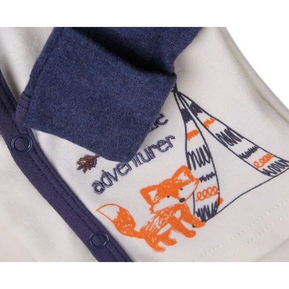 Baby Boys 3-Piece Set Kimono Style Top Footed Pants & Matching Hat 3-6M Asher & - Picture 6 of 7